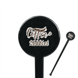 Coffee Addict 7" Round Plastic Stir Sticks - Black - Single Sided
