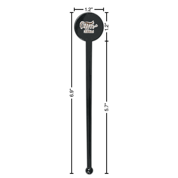 Coffee Addict Black Plastic 7" Stir Stick - Round - Dimensions