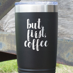 Coffee Addict 20 oz Stainless Steel Tumbler - Black - Double Sided