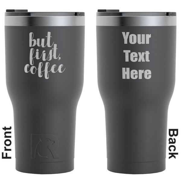 Custom Coffee Addict RTIC Tumbler - Black - Engraved Front & Back (Personalized)