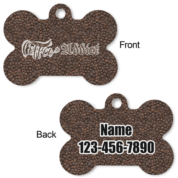 Coffee Addict Bone Shaped Dog ID Tag - Large - Approval