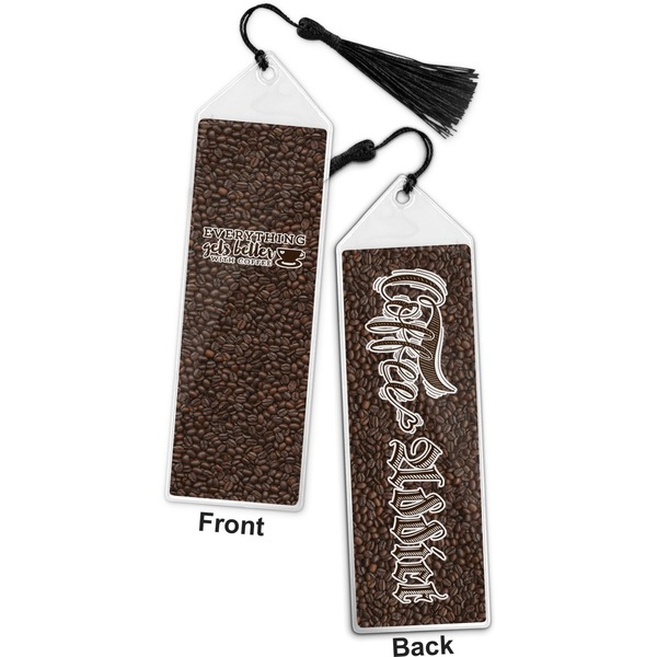 Coffee Addict 2 Bookmark with tassel - Front and Back