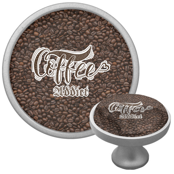 Custom Coffee Addict Cabinet Knob (Silver) (Personalized)
