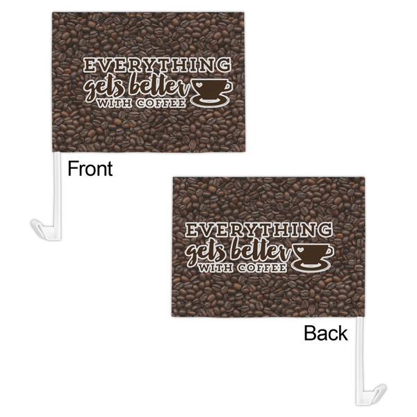 Coffee Addict Car Flag - 11" x 8" - Front & Back View