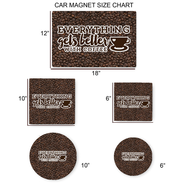Coffee Addict Car Magnets - SIZE CHART