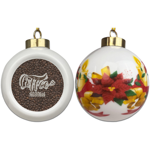 Coffee Addict Ceramic Christmas Ornament - Poinsettias (APPROVAL)