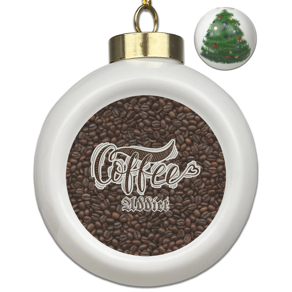 Custom Coffee Addict Ceramic Ball Ornament - Christmas Tree