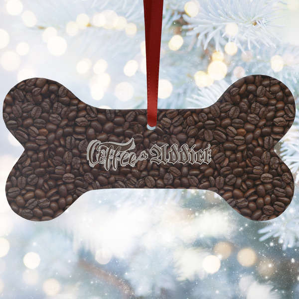 Custom Coffee Addict Ceramic Dog Ornament
