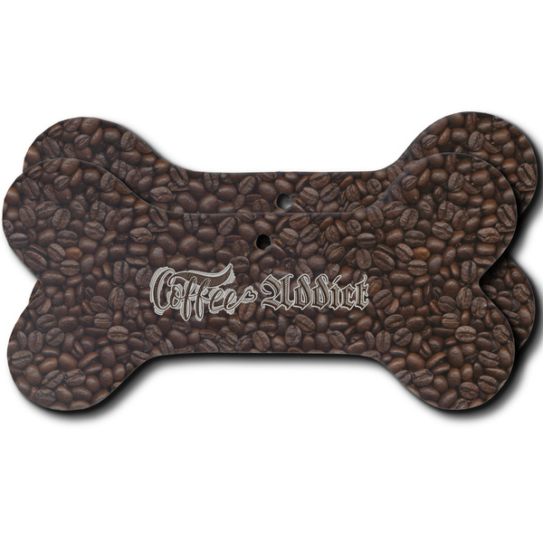 Custom Coffee Addict Ceramic Dog Ornament - Front & Back