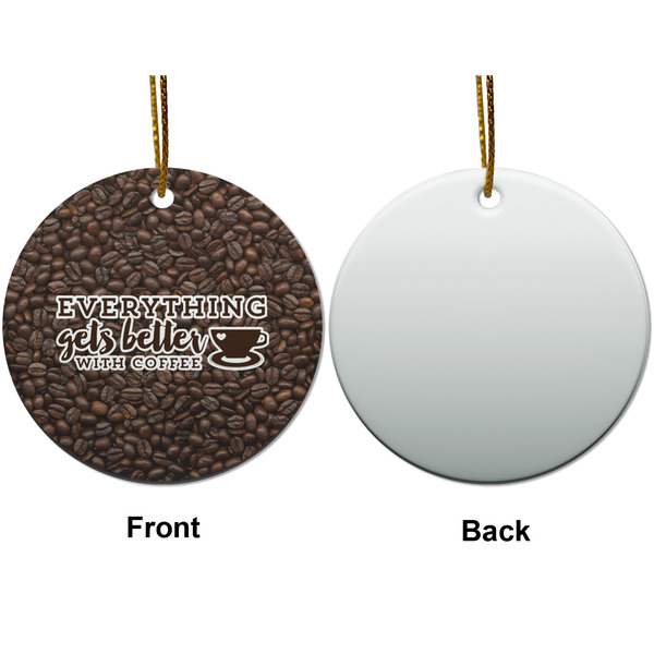 Coffee Addict Ceramic Flat Ornament - Circle Front & Back (APPROVAL)