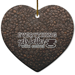 Coffee Addict Heart Ceramic Ornament