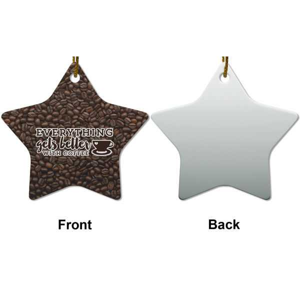 Coffee Addict Ceramic Flat Ornament - Star Front & Back (APPROVAL)