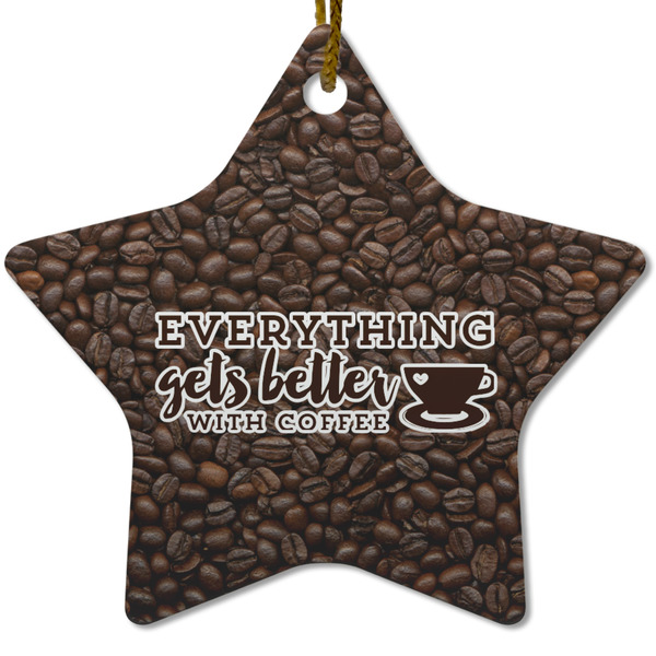 Coffee Addict Ceramic Flat Ornament - Star (Front)