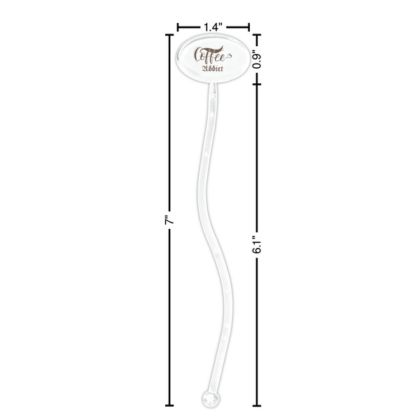 Coffee Addict Clear Plastic 7" Stir Stick - Oval - Dimensions