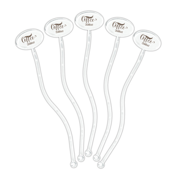 Coffee Addict Clear Plastic 7" Stir Stick - Oval - Fan