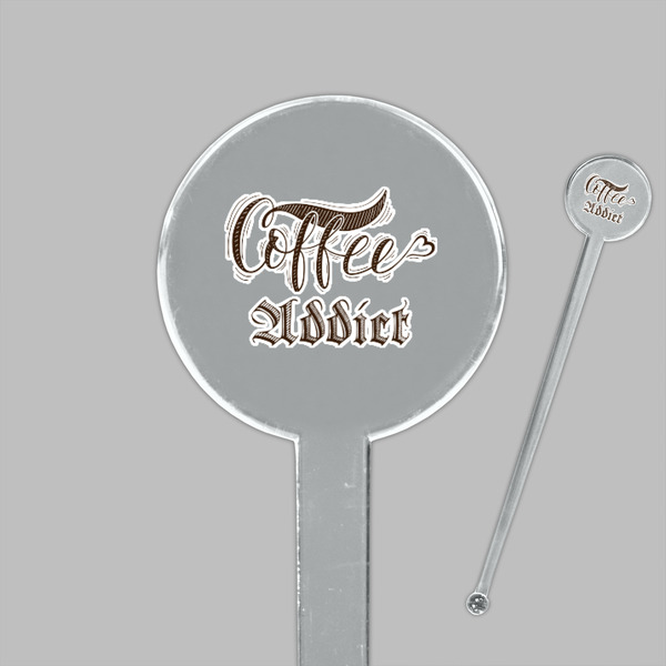 Coffee Addict Clear Plastic 7" Stir Stick - Round - Closeup