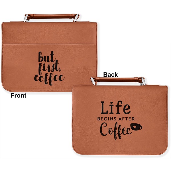 Coffee Addict 2 Cognac Leatherette Bible Covers - Large Double Sided Apvl