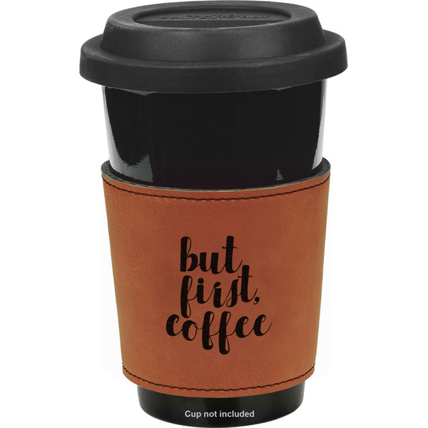 Custom Coffee Addict Leatherette Cup Sleeve - Single Sided