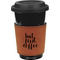 Coffee Addict Cognac Leatherette Mug Sleeve - Front