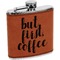 Coffee Addict Cognac Leatherette Wrapped Stainless Steel Flask