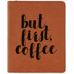 Coffee Addict Leatherette Zipper Portfolio with Notepad - Double Sided