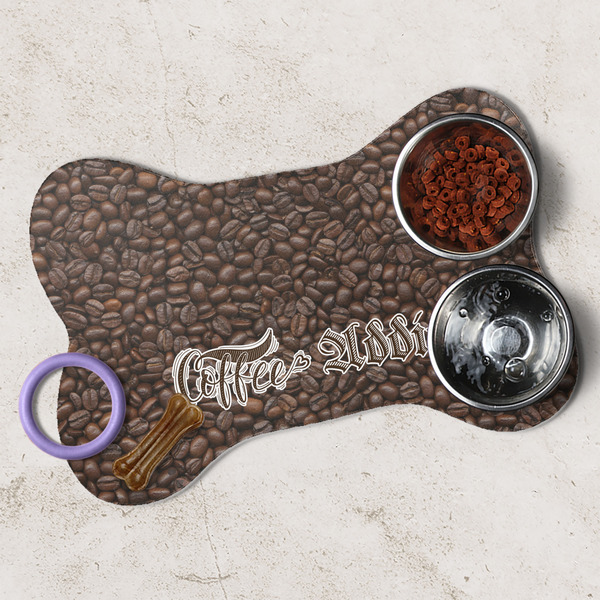 Coffee Addict Dog Bone Shaped Mat Lifestyle