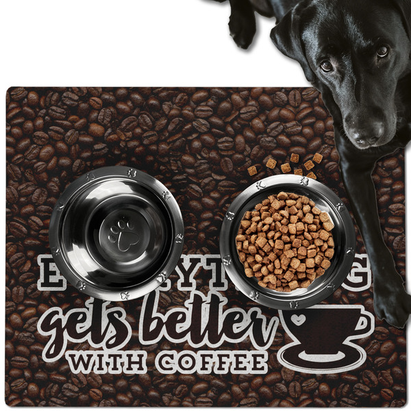 Custom Coffee Addict Dog Food Mat - Large
