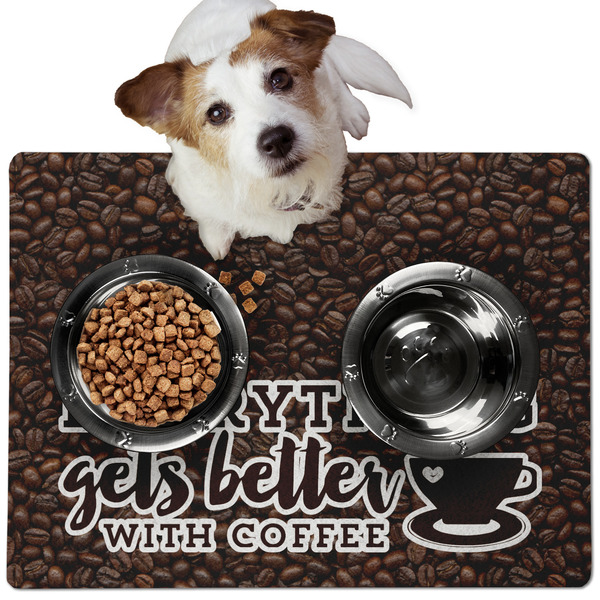 Custom Coffee Addict Dog Food Mat - Medium