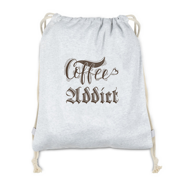 Custom Coffee Addict Drawstring Backpack - Sweatshirt Fleece - Single Sided