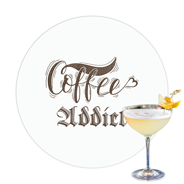 Custom Coffee Addict Printed Drink Topper - 3.25"