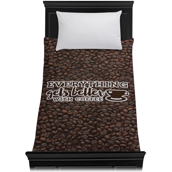 Coffee Addict Duvet Cover - Twin - On Bed - No Prop