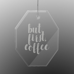 Coffee Addict Engraved Glass Ornament - Octagon