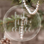 Coffee Addict Engraved Glass Ornament
