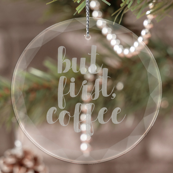 Custom Coffee Addict Engraved Glass Ornament