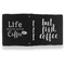 Coffee Addict Leather Binder - 1" - Black- Back Spine Front View