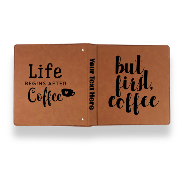 Coffee Addict Leather Binder - 1" - Rawhide - Back Spine Front View