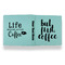 Coffee Addict Leather Binder - 1" - Teal - Back Spine Front View