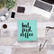 Coffee Addict Leather Binder - 1" - Teal - Lifestyle View