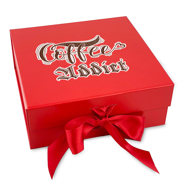 Custom Coffee Addict Gift Box with Magnetic Lid - Red