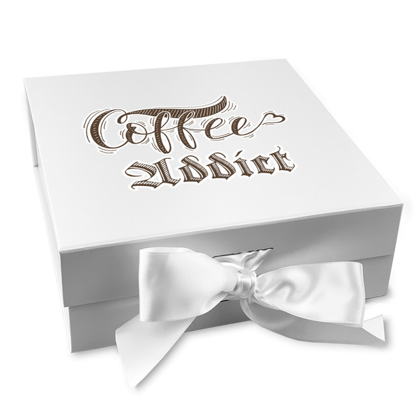 Custom Coffee Addict Gift Box with Magnetic Lid - White