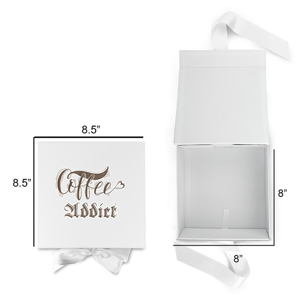 Coffee Addict Gift Boxes with Magnetic Lid - White - Open & Closed