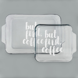 Coffee Addict Set of Glass Baking & Cake Dish - 13in x 9in & 8in x 8in