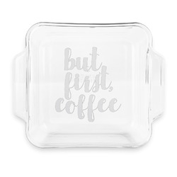 Coffee Addict Glass Cake Dish with Truefit Lid - 8in x 8in