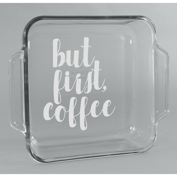 Custom Coffee Addict Glass Cake Dish - 8in x 8in