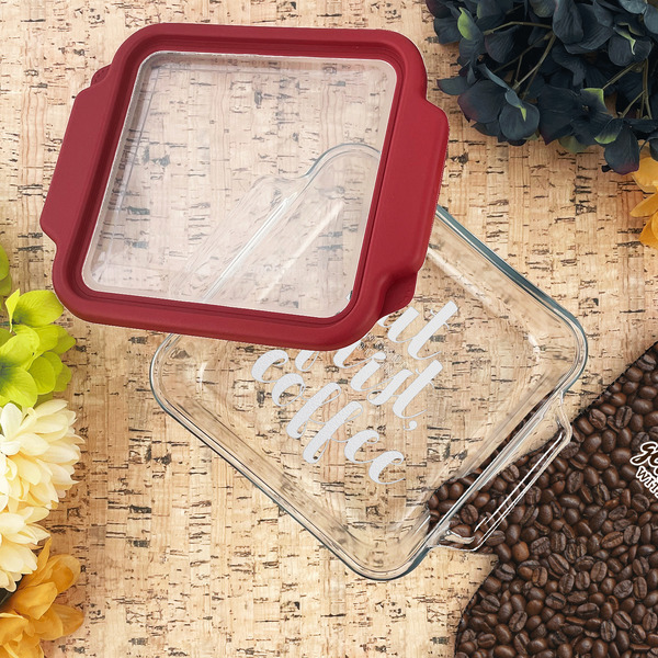 Coffee Addict Glass Cake Dish - LIFESTYLE (8x8)