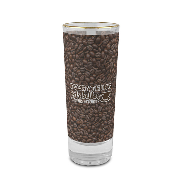 Custom Coffee Addict 2 oz Shot Glass - Glass with Gold Rim