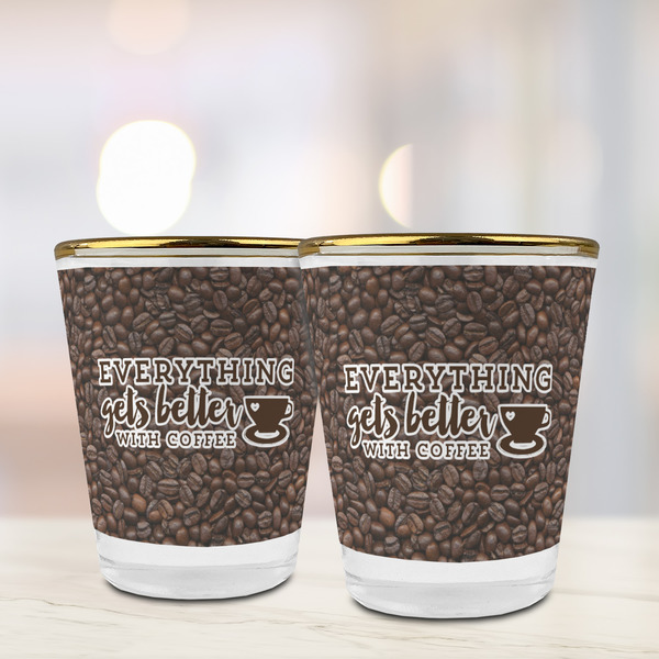 Coffee Addict Glass Shot Glass - with gold rim - LIFESTYLE