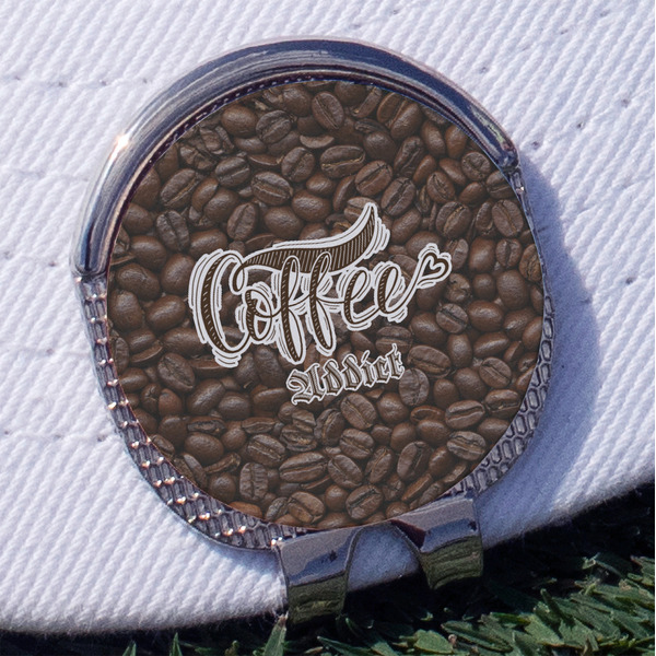 Custom Coffee Addict Golf Ball Marker - Hat Clip
