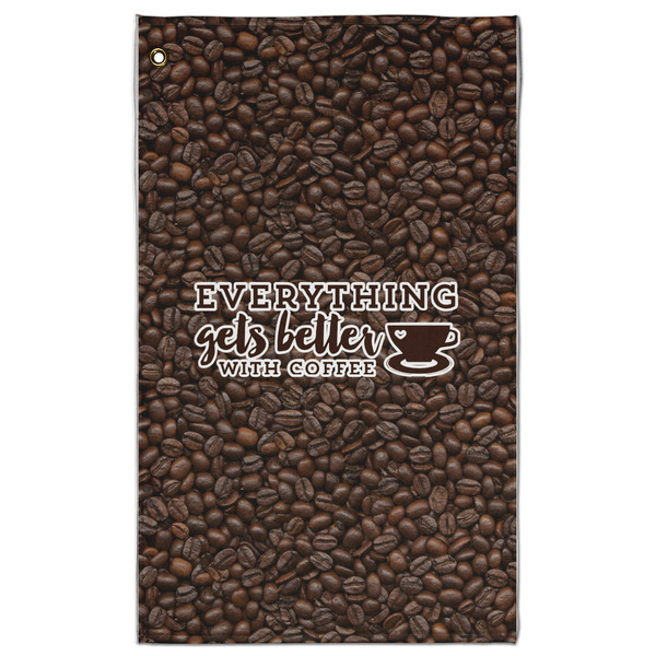 Custom Coffee Addict Golf Towel - Poly-Cotton Blend