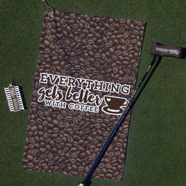 Custom Coffee Addict Golf Towel Gift Set (Personalized)